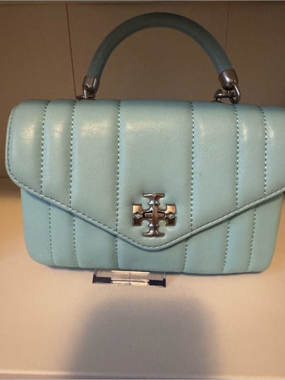 Tory Burch Quilted Mini Top-Handle Bag in Light Blue